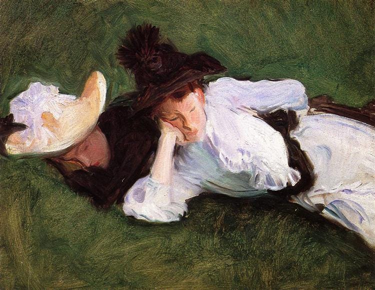 Two Girls Lying on the Grass, 1889 - John Singer Sargent ...