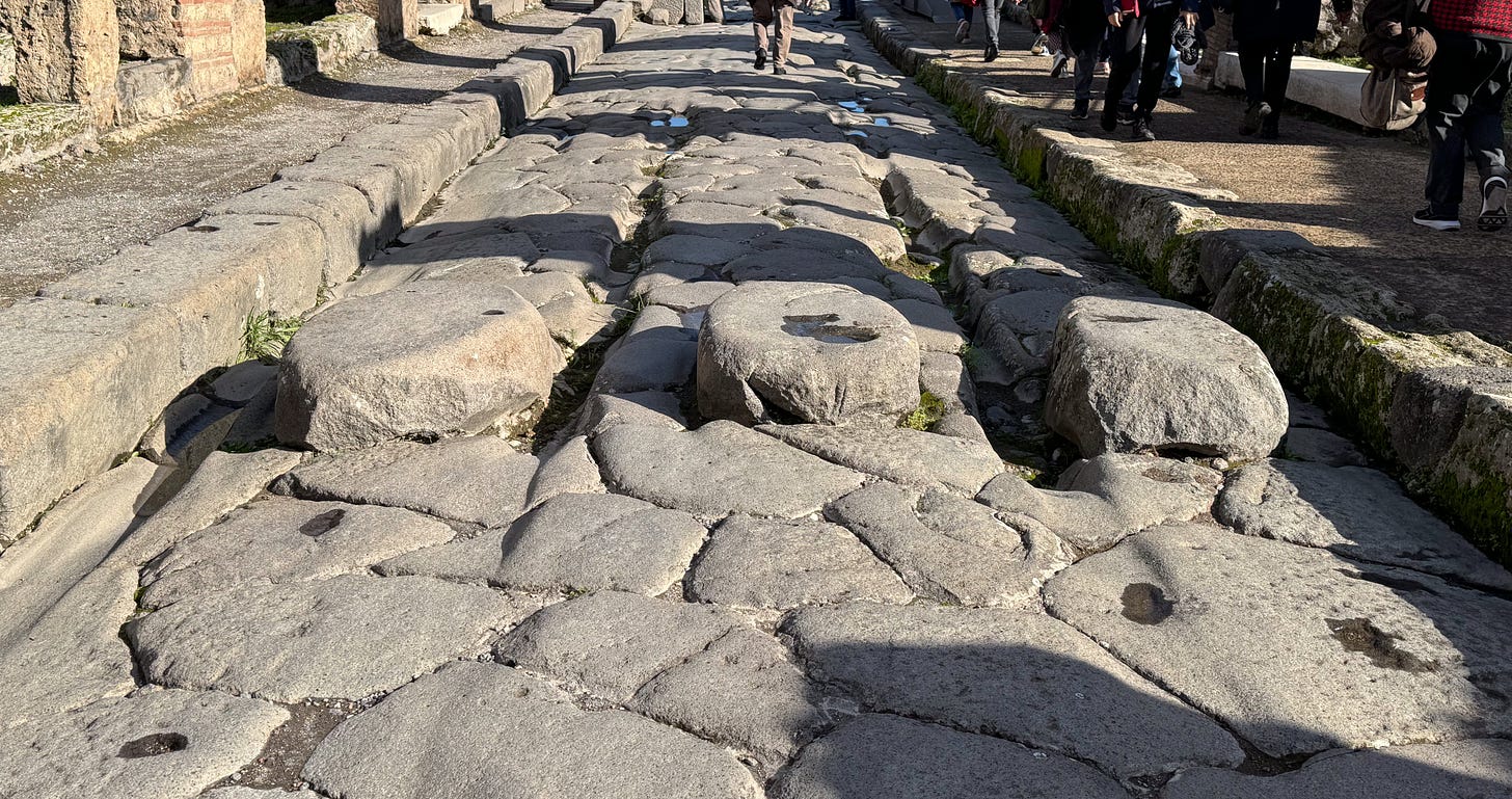 Roman road with crosswalk