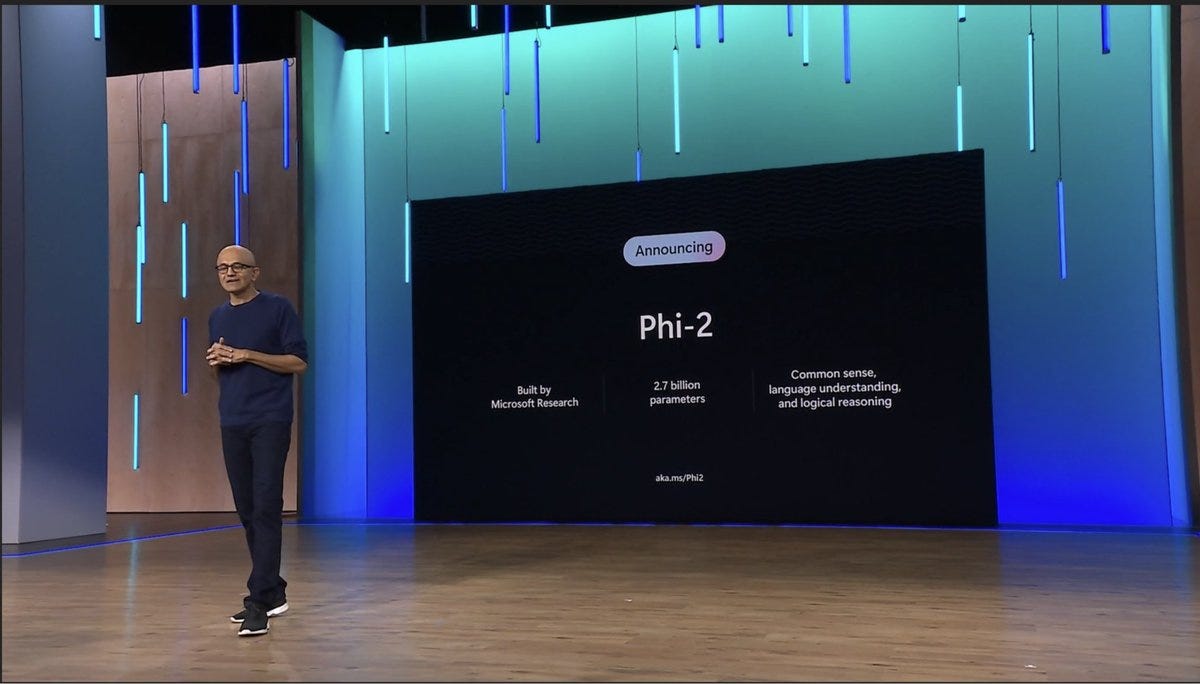 Sebastien Bubeck on X: "Microsoft💜Open Source + SLMs!!!!! We're so excited  to announce our new *phi-2* model that was just revealed at #MSIgnite by  @satyanadella! At 2.7B size, phi-2 is much more