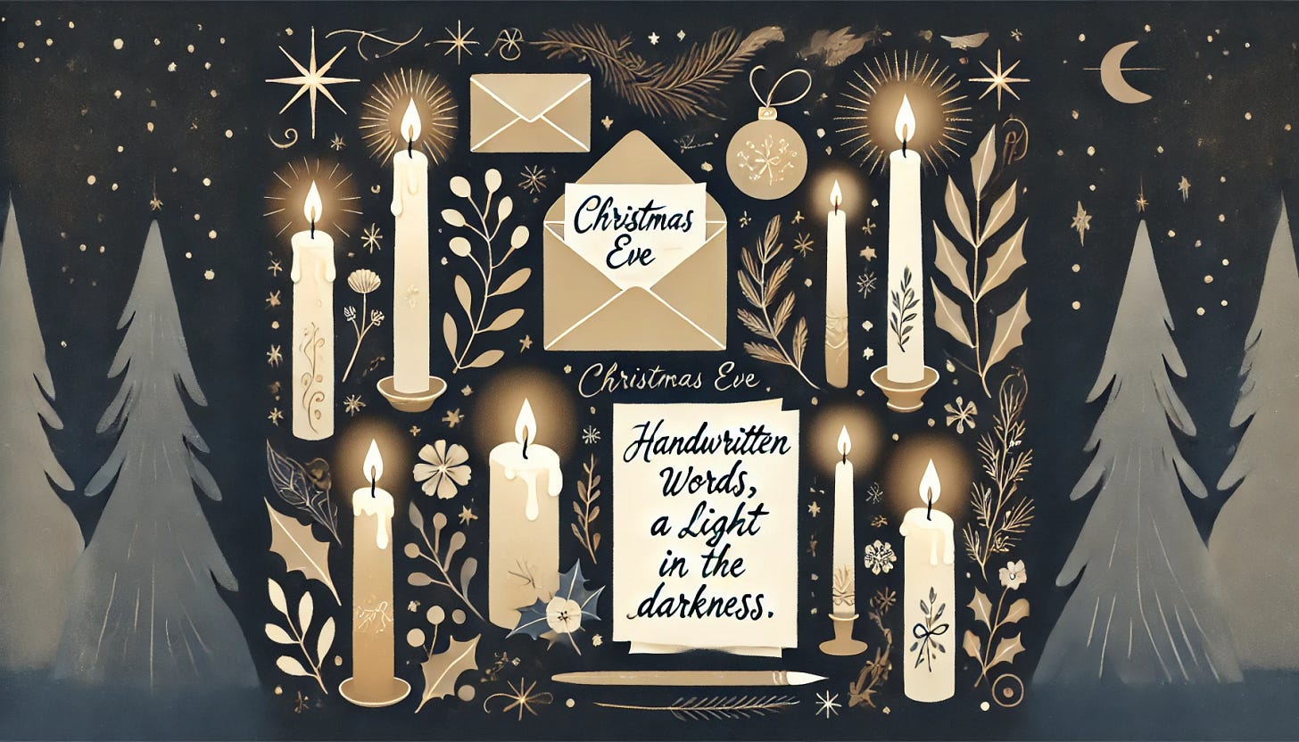 heartspoken notes depicted as candles of connection creating a light in the darkness on Christmas Eve.