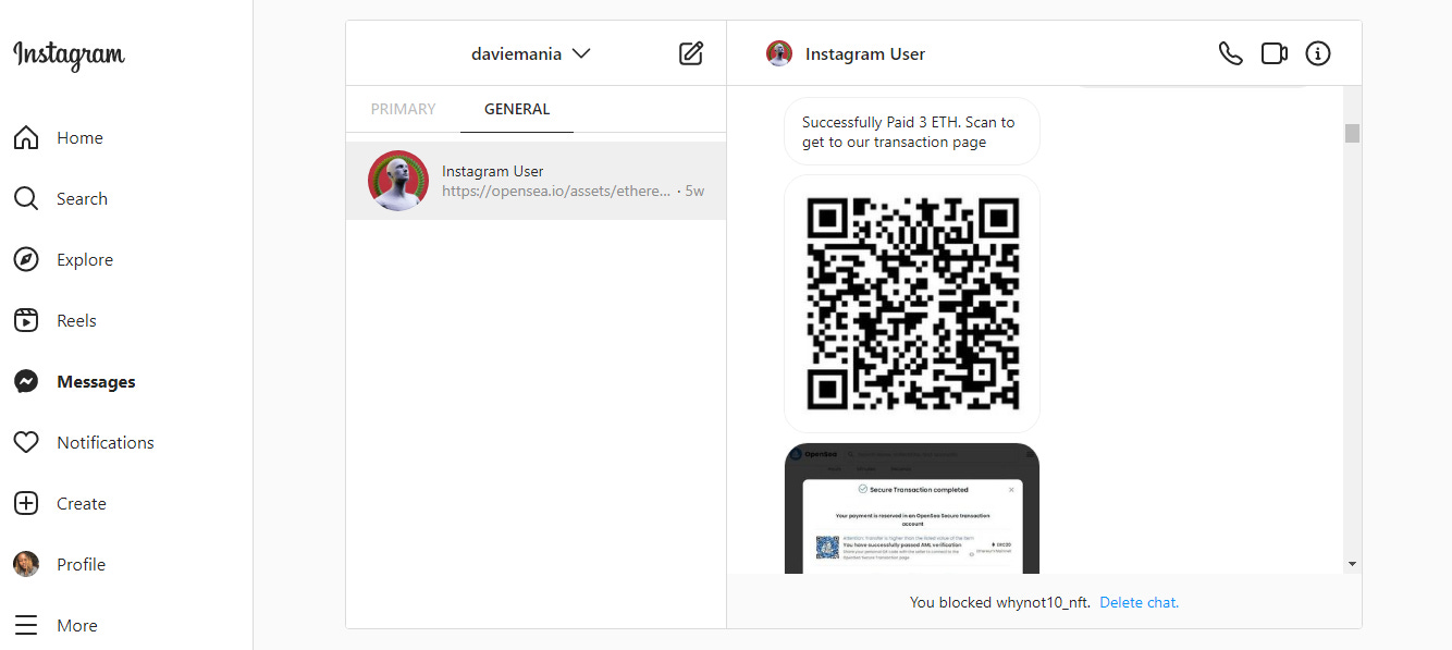 A screenshot of the message where the scammer sends me the QR code for the alleged transaction. A screenshot of the message where the scammer sends me the QR code for the alleged transaction.