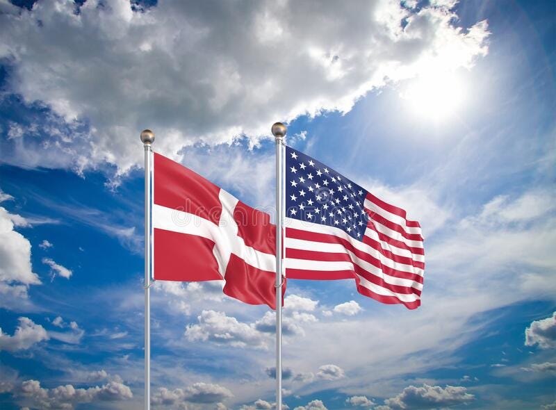 United States of America Vs Denmark. Thick Colored Silky Flags of America  and Denmark. 3D Illustration on Sky Background Stock Illustration -  Illustration of america, communication: 175414907