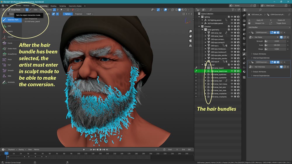 Converting the geometry nodes hair to a particle system.