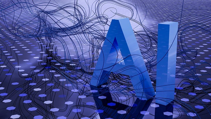 a dark blue background with the word AI on front of it