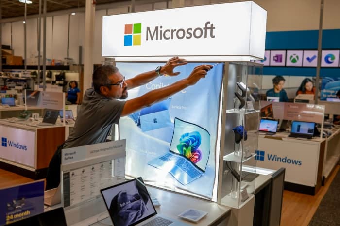 A Microsoft Copilot display at a Best Buy store in Miami.