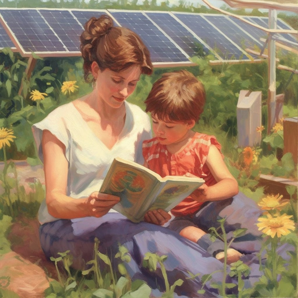 mother's day, reading poetry to kids, photovoltaic solar energy joy