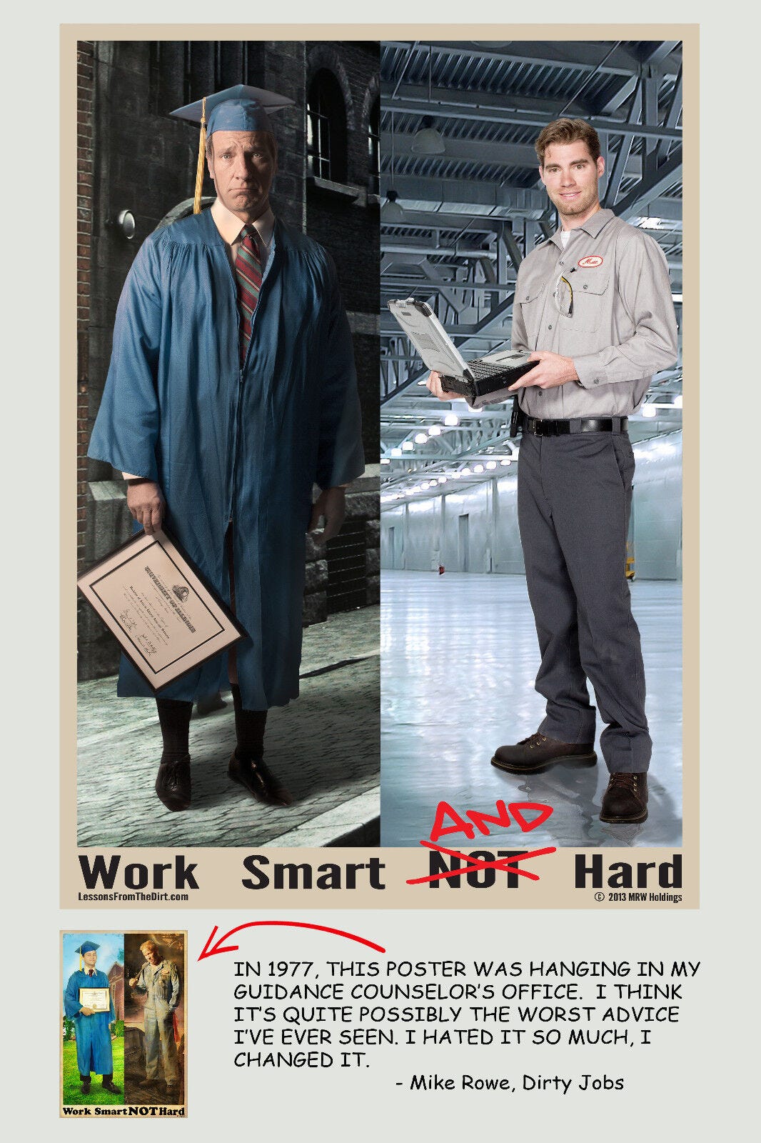 Mike Rowe - Work Smart AND Hard Poster | eBay
