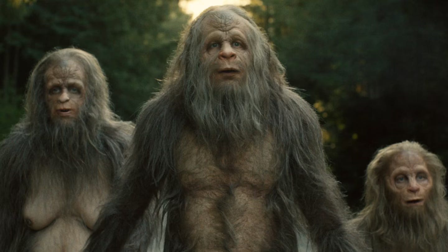 Still from the 2024 film Sasquatch Sunset 