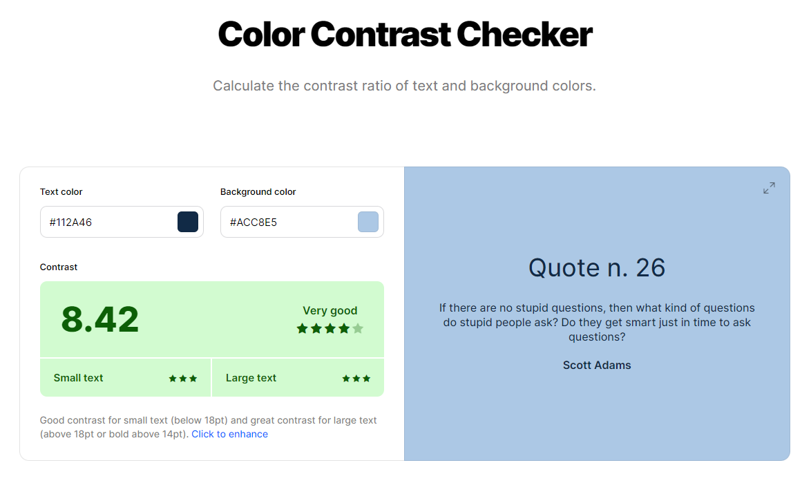 Color Contrast Checker di coolors.co