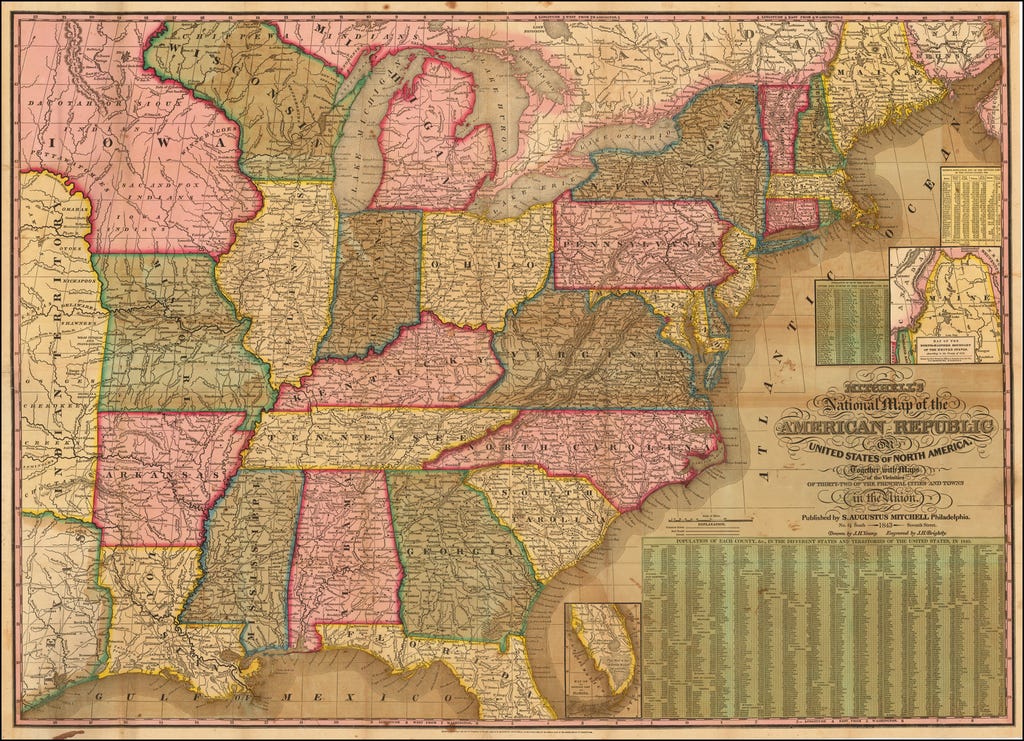 Mitchell's National Map of the American Republic or United States Of ...