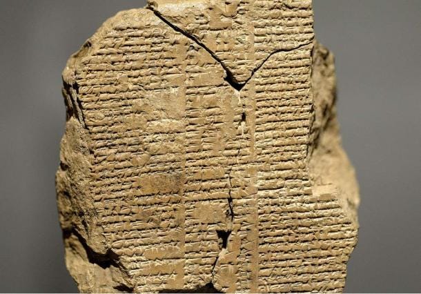 A fragment of the epic Gilgamesh in cuneiform from around 2003 to 1595 BC