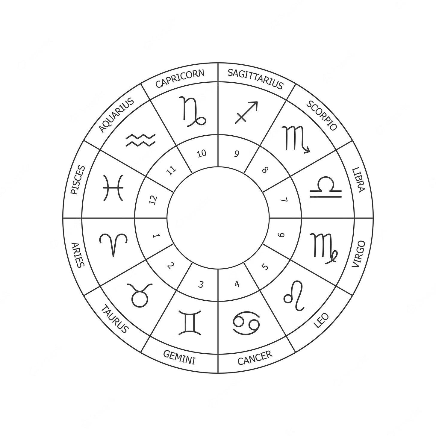 Premium Vector | Astrology zodiac signs zodiac circle natal chart with  zodiac signs houses of the horoscope
