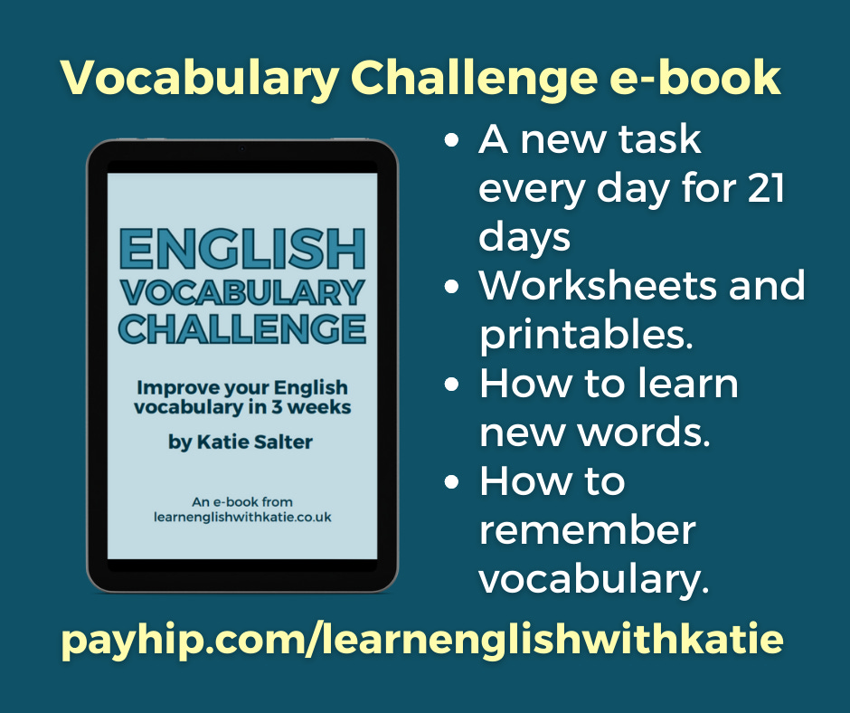 Advert for the English Vocabulary Challenge e-book