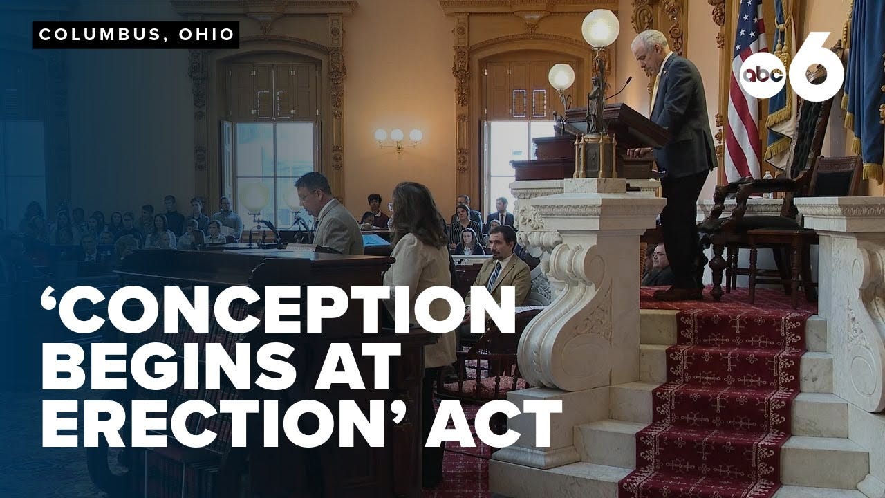 Ohio lawmakers propose 'Conception Begins at Erection' Act, targets men  having sex