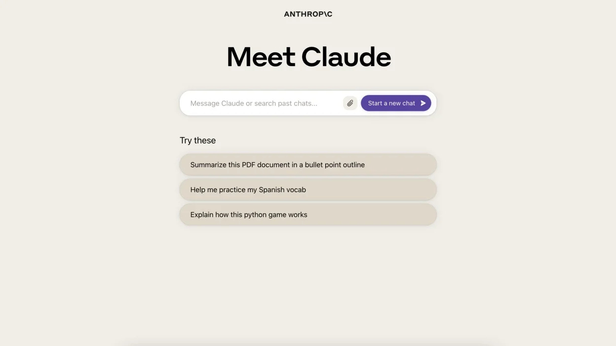 Screenshot of Anthropic's Claude large language model