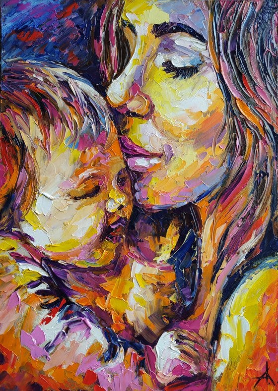 Mom's tenderness - oil painting, mother's love, love, mother, baby, mom and  baby, people oil painting, child Oil painting by Anastasia Kozorez |  Artfinder