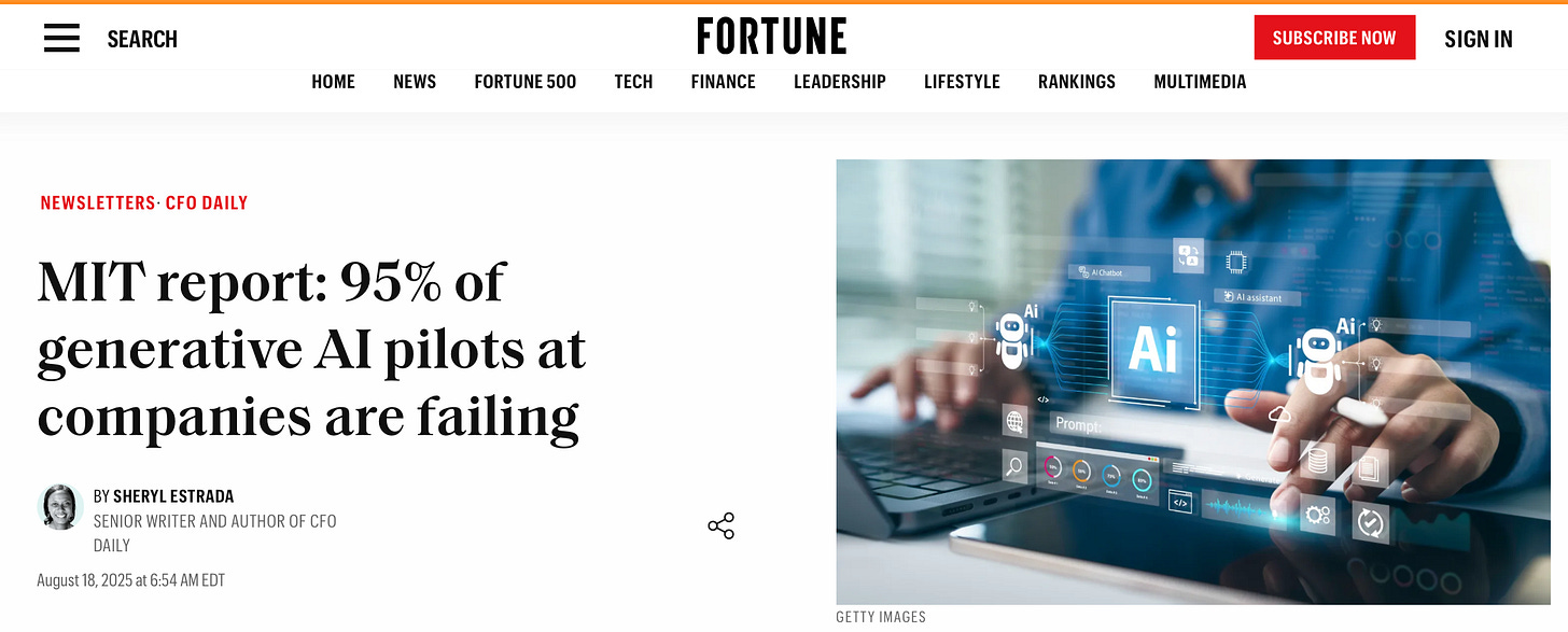 MIT study results on AI ROI disappointment