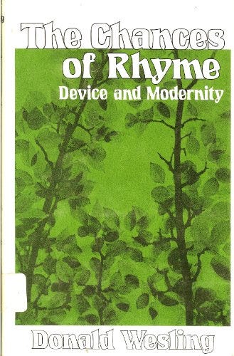 Donald Wesling, The Chances of Rhyme cover