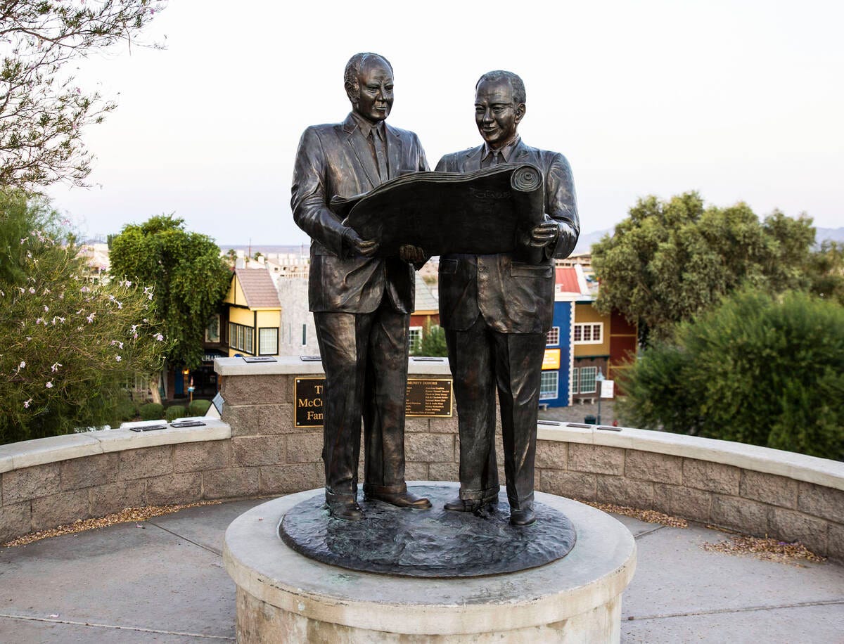 Statue of Lake Havasu City founders Robert P. McCulloch and C.V. Wood Jr.,  which is located nea … | Las Vegas Review-Journal