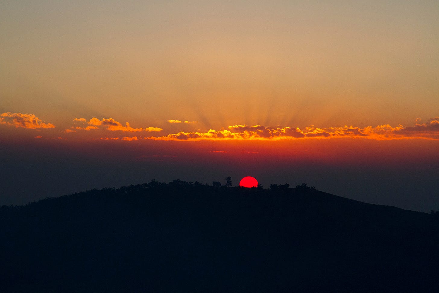 Sunrise over a mountain.