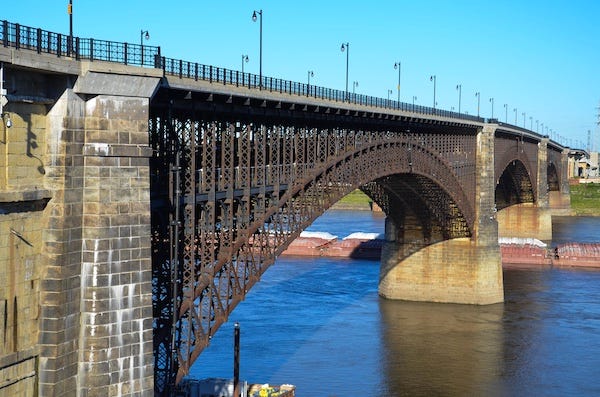 The Eads Bridge from St. Louis, to East St. Louis, Illinois, over the Mississippi River