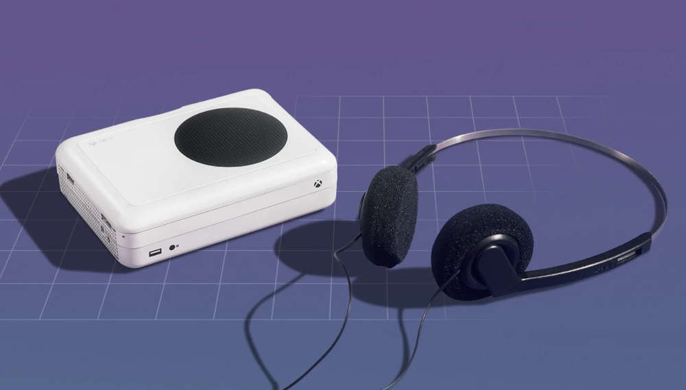 A cassette player shaped like an Xbox Series S
