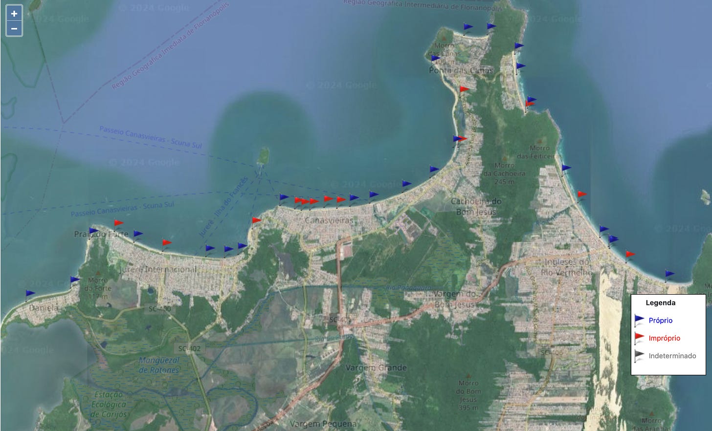 Mapa de playas contaminadas en Brasil hoy