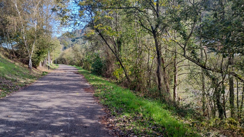 Pista asfaltada junto al río
