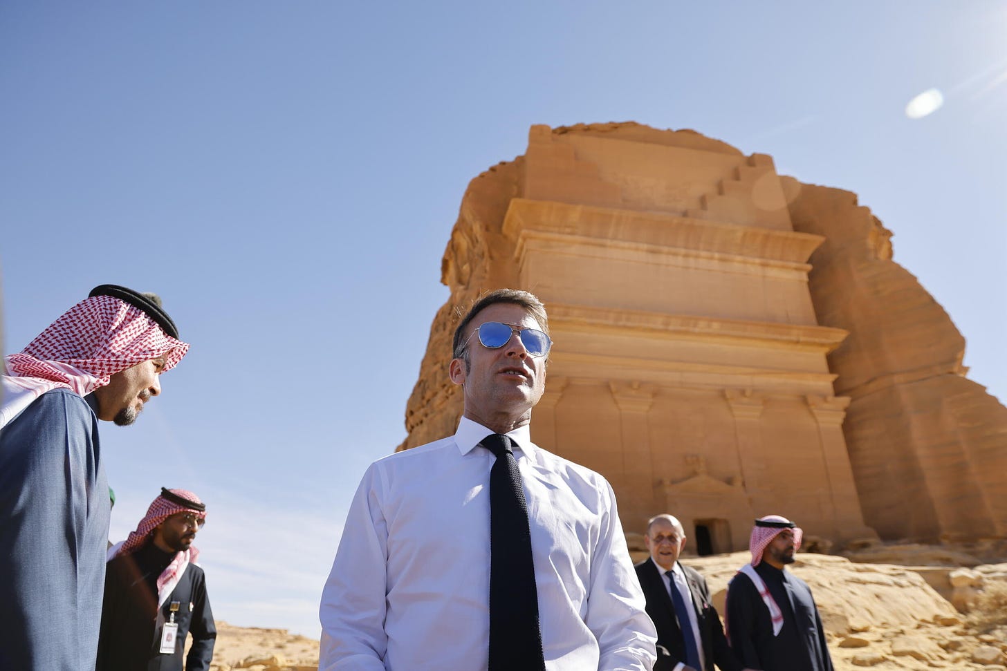 Macron strolled through the Al-Ula oasis, marvelling at ancient landmarks