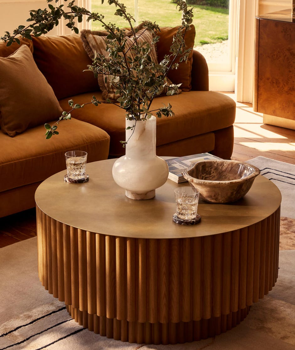 oak cylinder barrel coffee table