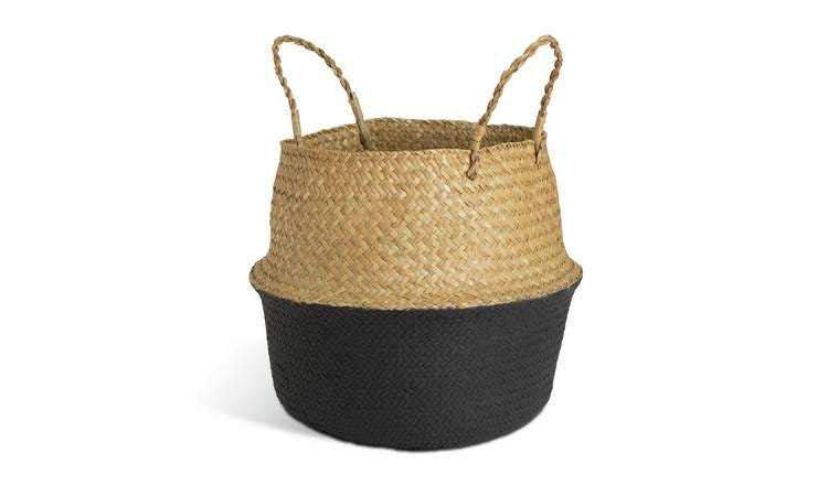 Habitat Seagrass Belly Storage Basket - Two Tone Black 0