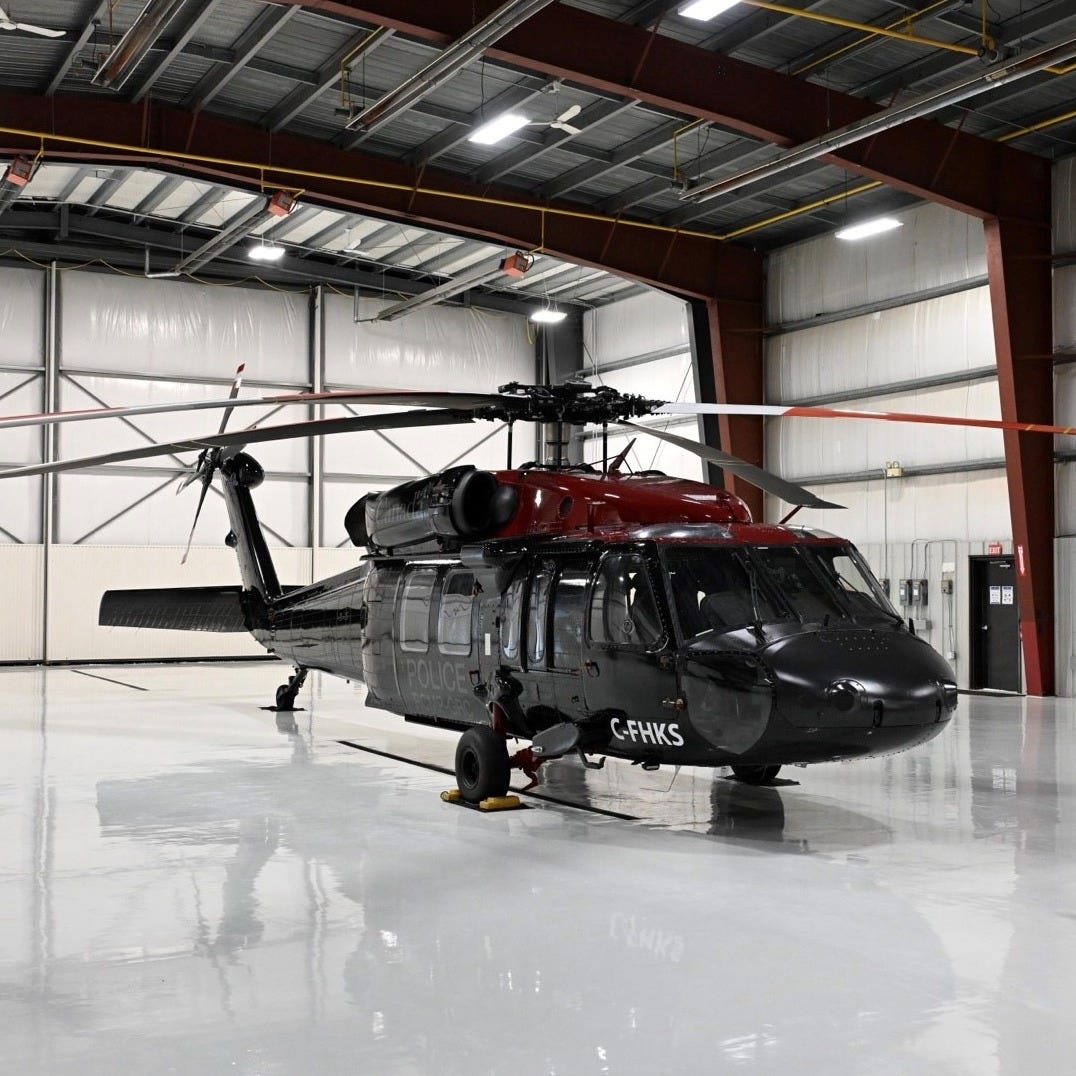 A helicopter is pictured.