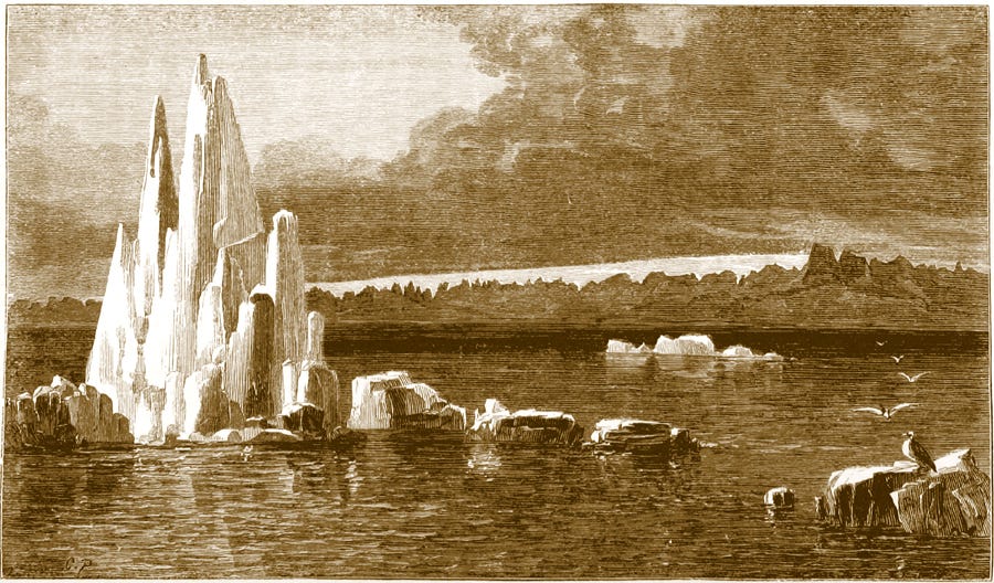 Frobisher Bay and the Grinnell Glacier, from Life With the Esquimaux by CF Hall, 1864