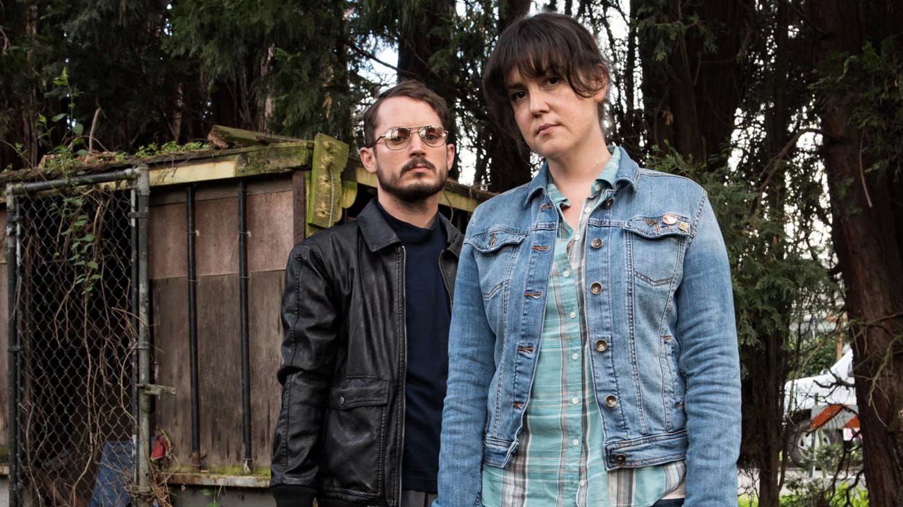 Elijah Wood and Melanie Lynskey in Macon Blair's film I Don't Feel at Home in This World Anymore (2017)