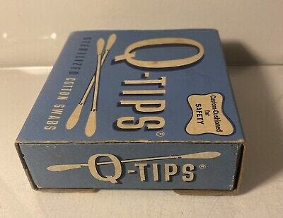 Vintage 1950’s Q-tips Cotton Swab Empty Advertising cardboard Box Heath  Beauty