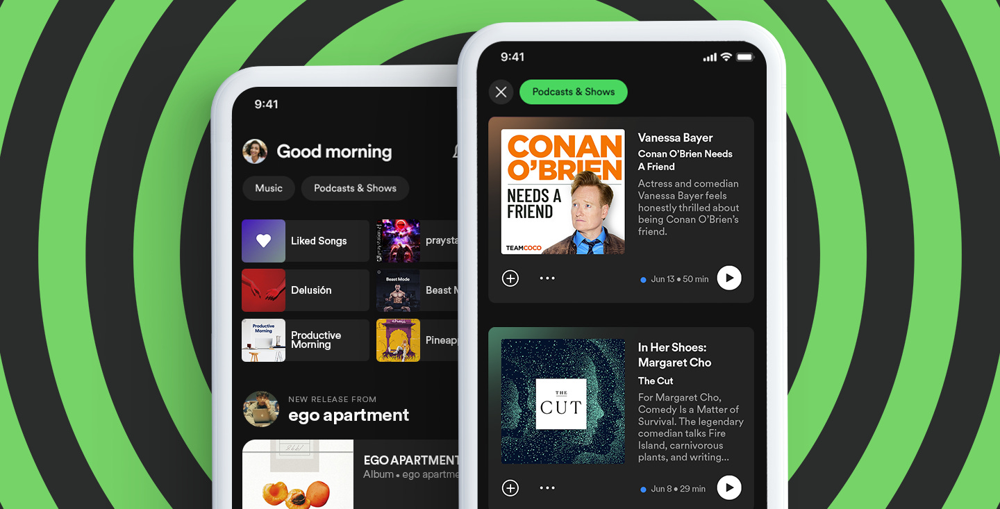 Screengrabs of Spotify’s new Home screen on mobile