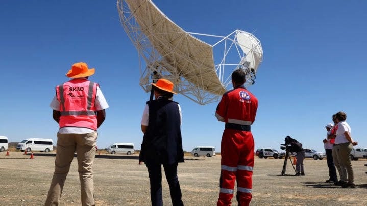 South Africa's prototype dish of the Square Kilometre Array-Mid telescope outside the town of Carnarvon.