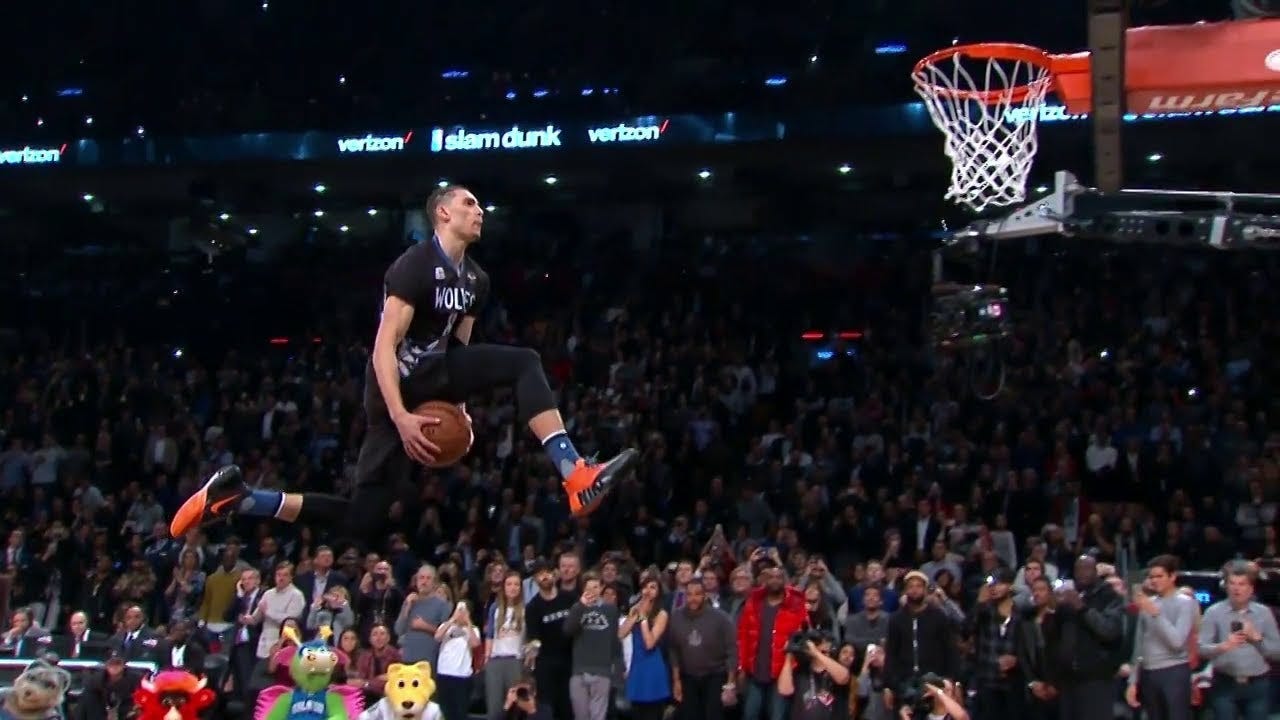 Every Free Throw Line Dunk in NBA Dunk Contest History - YouTube