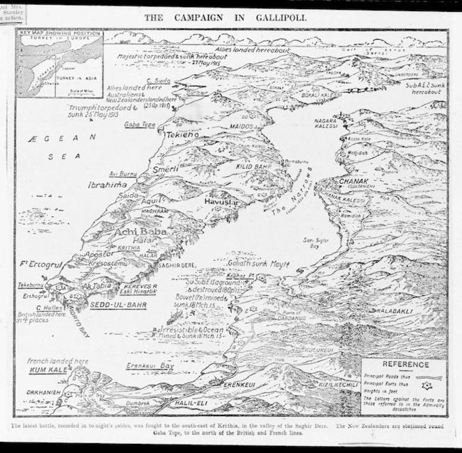 Map of the campaign in Gallipoli, Tur... | Items | National Library of New  Zealand | National Library of New Zealand