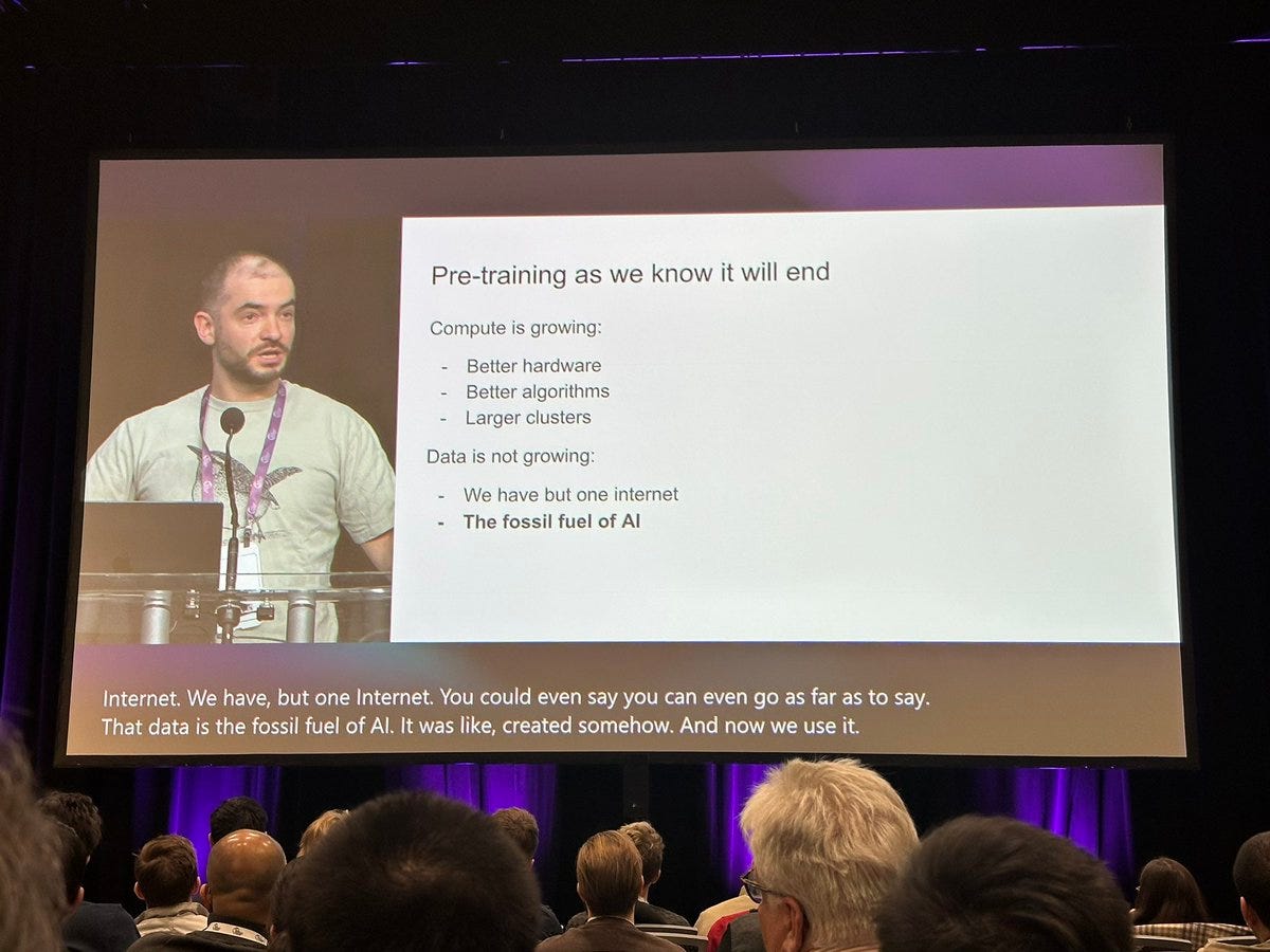Shane Gu on X: ""Pre-training as we know it will end". See my slide on  "online learning". We are finally done with 0-80%, and let the journey of  80% to infinity start.