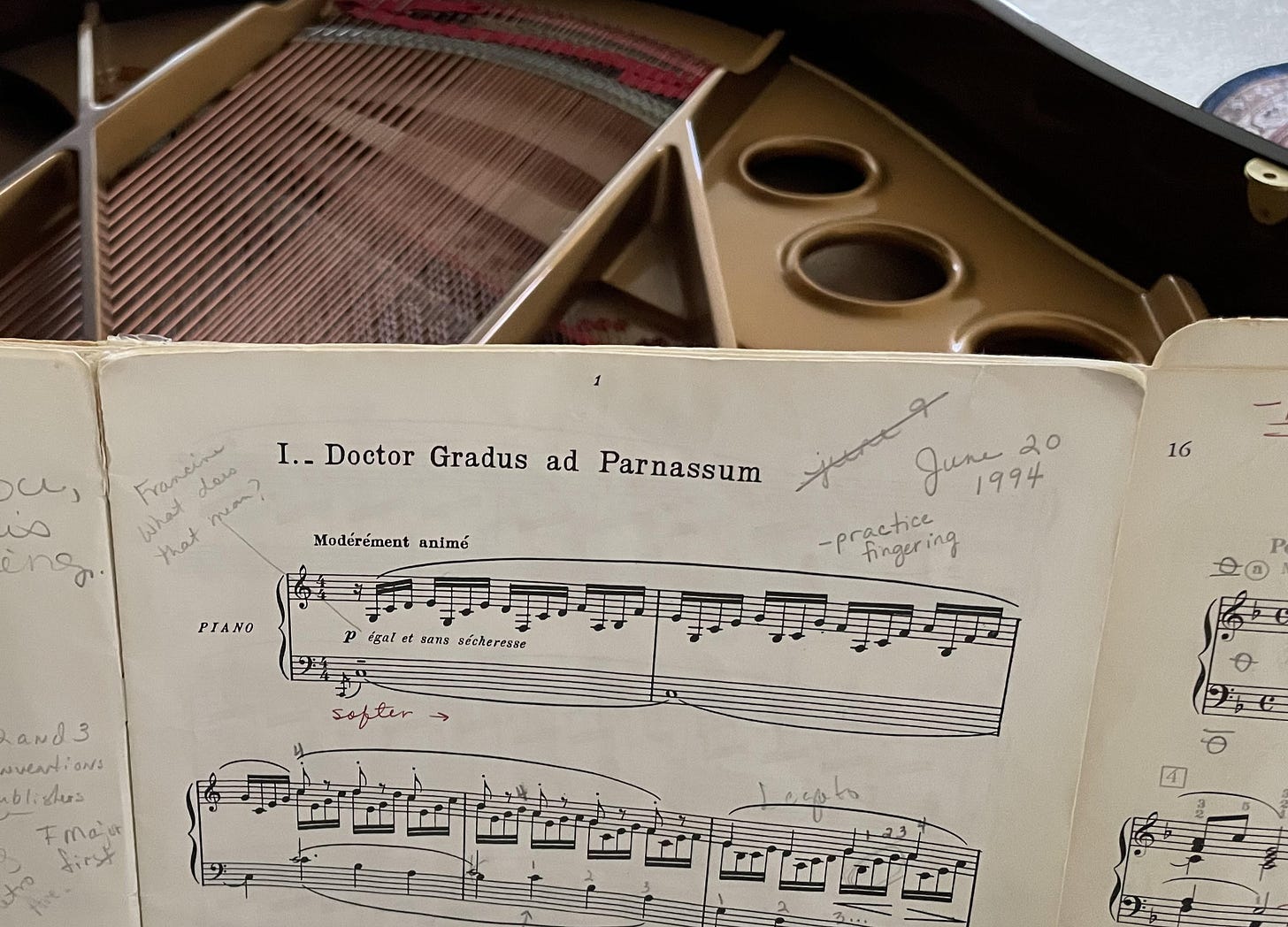 Music for Doctor Gradus sitting on a grand piano