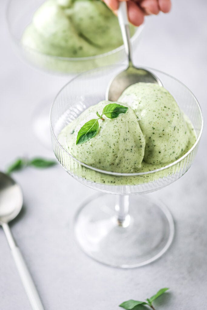 healthy pineapple basil sorbet