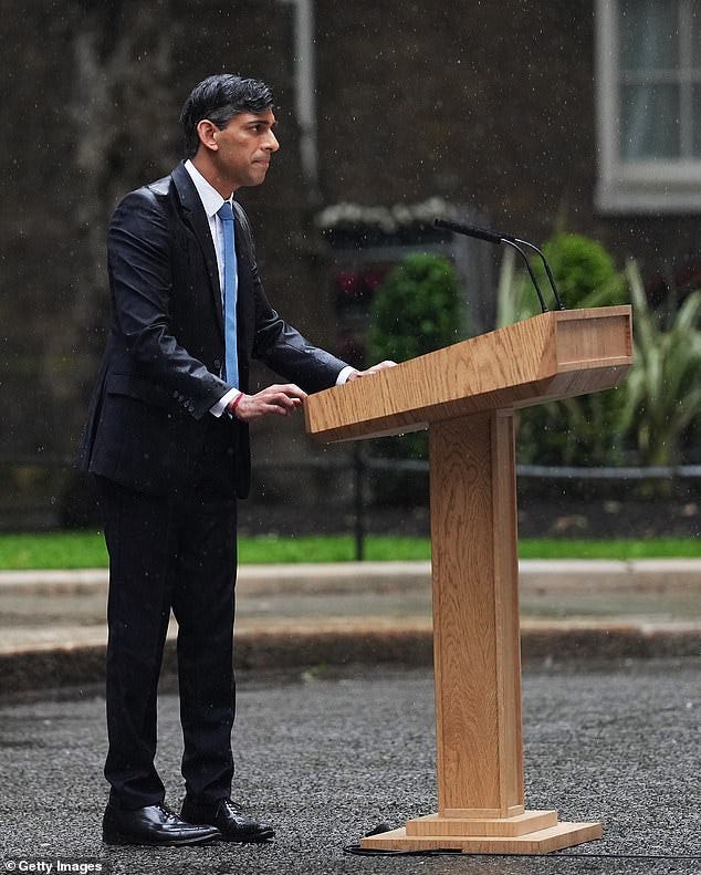 Rishi Sunak INSISTED on braving the rain: The inside story of how the PM's  seemingly snap decision was secretly months in planning | Daily Mail Online