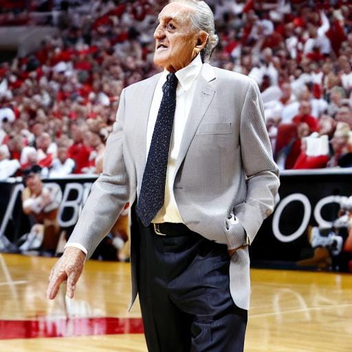 AI version of Pat Riley standing on Miami Heat basketball court