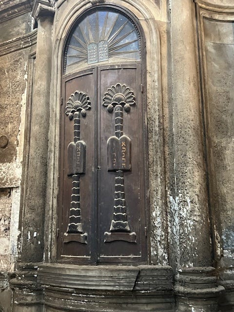 The place where Jews keep the Torah, the Ark, was still intact in an bombed out Egyptian Synagogue