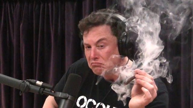 Musk using cannabis on Joe Rogan Experience podcast