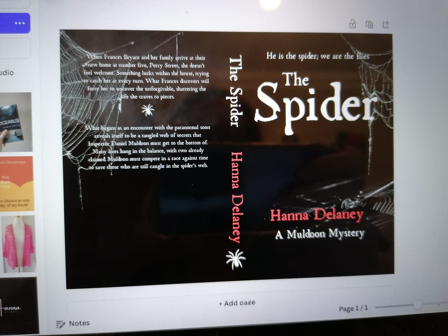 the spider book cover in progress. 