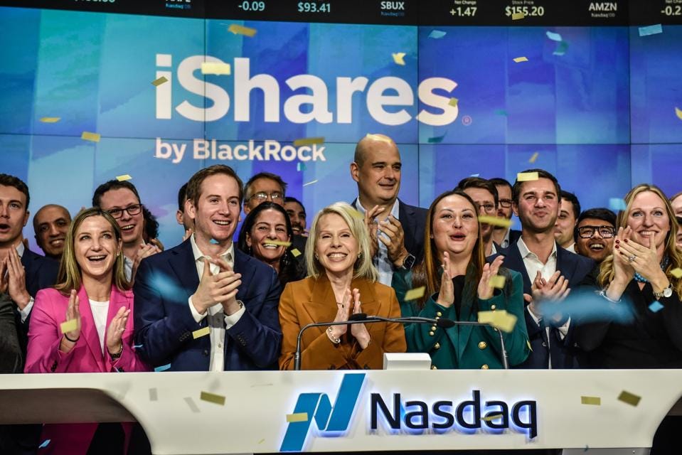 Bitcoin Spot ETF's Are Launched On The Nasdaq Exchange As Blackrock Executives Ring Nasdaq Opening Bell