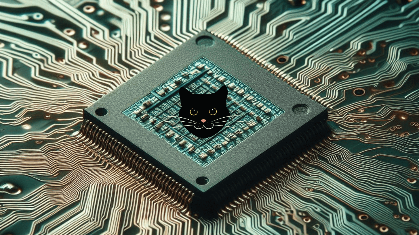 Image of cat face inside a microchip