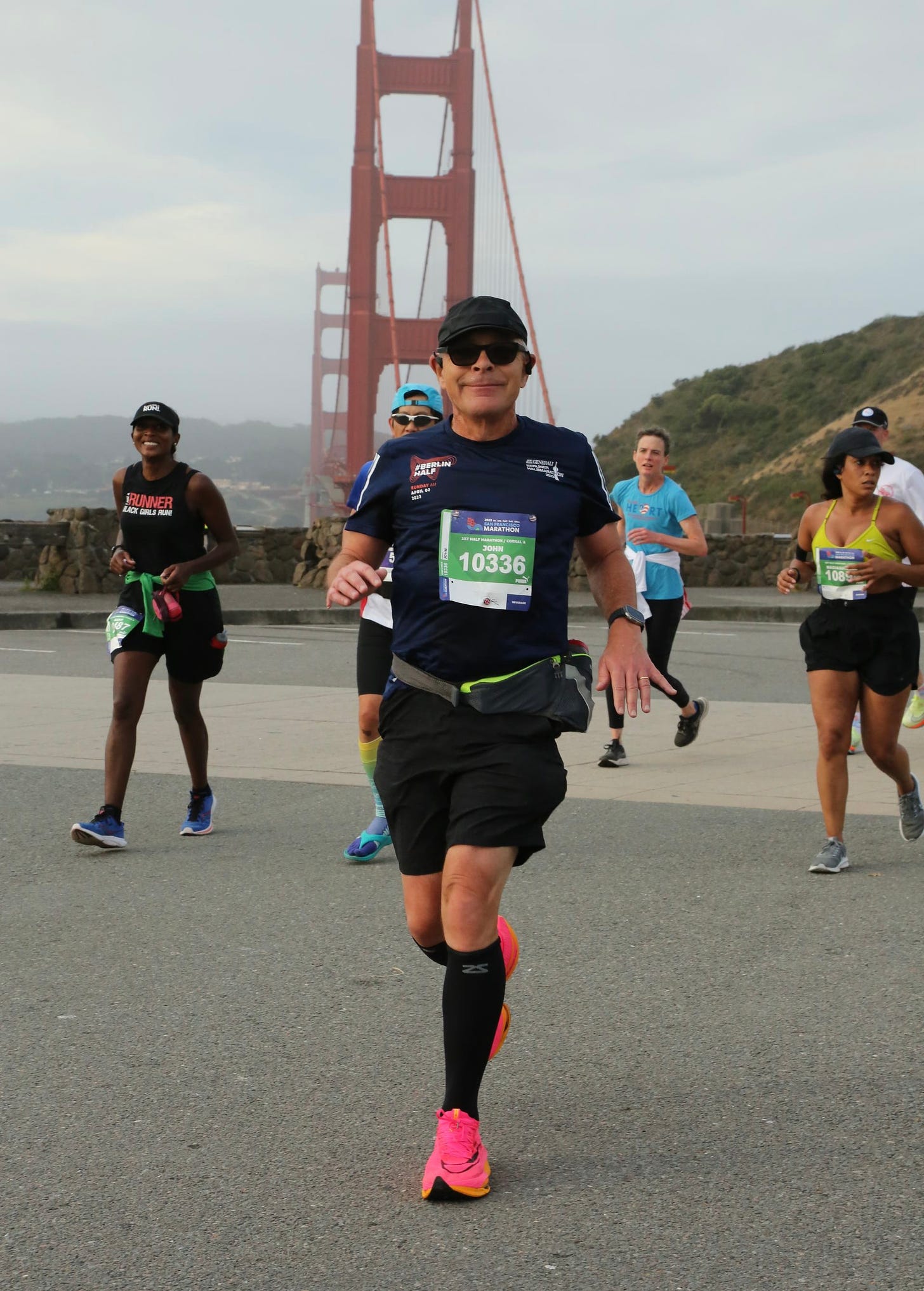 John Derrick in San Francisco Half Marathon after crossing Golden Gate Bridge